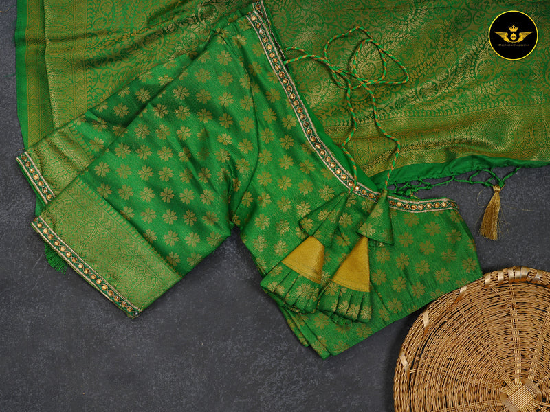 FABULOUS SOFT SILK FABRIC SAREE WITH JARI WEAVING AND CONTRAST BORDER