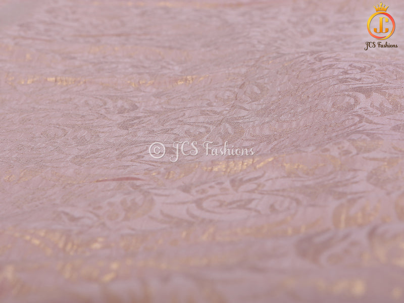 Allover Self-Design Pink Banarasi Crepe Soft Silk Saree With Blouse