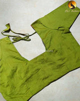 Chic Raw Silk Blouse: Elbow Sleeve and Back Knot - JCSFashions