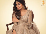 Heavy Embroidery and Sequins work Floor Length Kurti in Beige