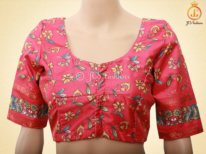 Kalamkari And Floral Design Saree With ready to wear Blouse