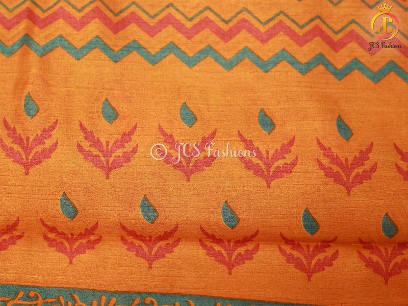 Soft Silk Saree With Blouse, Allover Kalamkari Design.