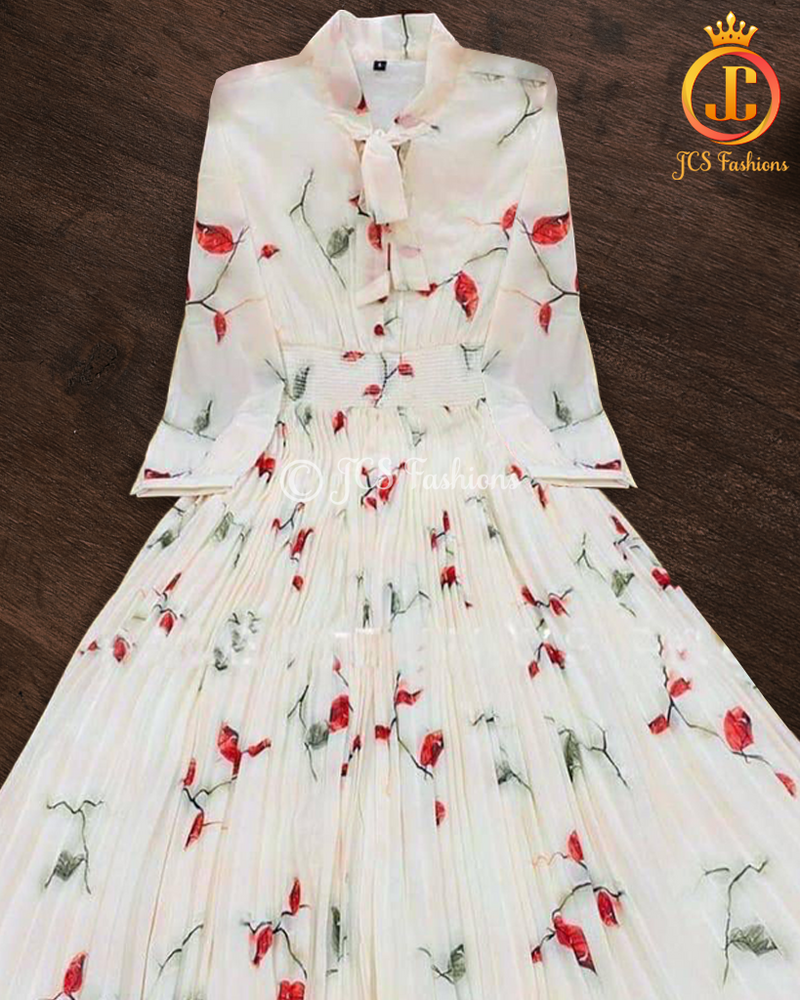 Georgette Gown with Three-Quarter Sleeve