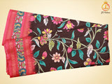Kalamkari And Floral Design Saree With ready to wear Blouse