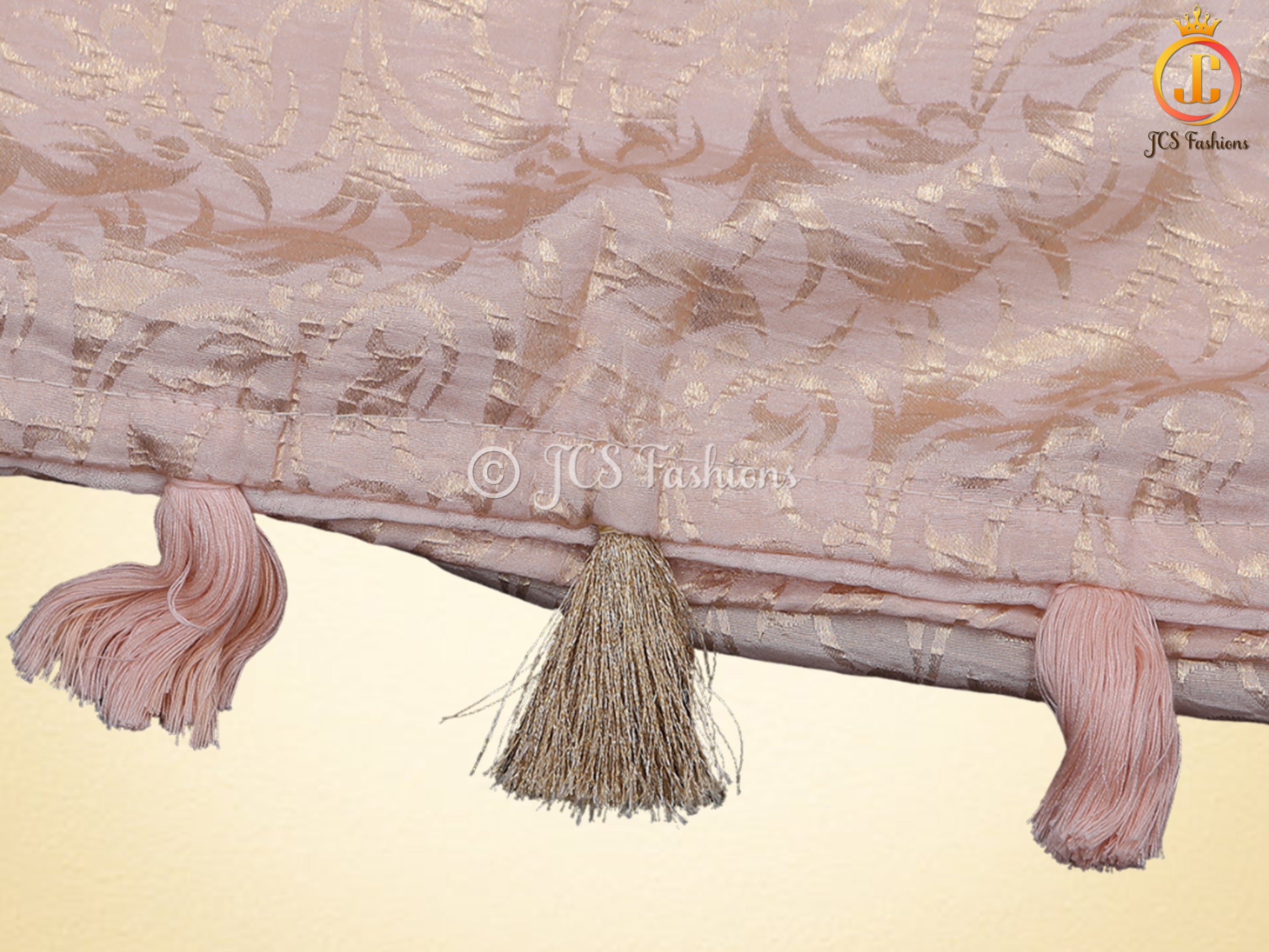 Retro-Type Peach Banarasi Crape Soft Silk Saree With Blouse SAREE JCS Fashions