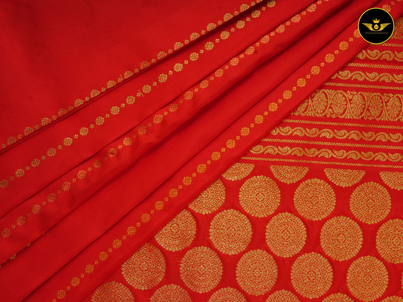 Pure Kanchipuram Saree: Gold and Copper Zari Butties and Fully Stitched Blouse