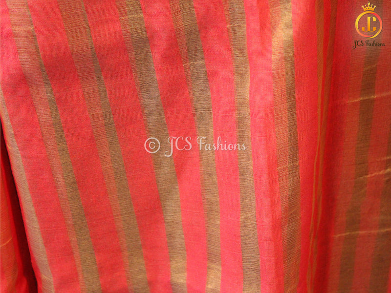 Gorgeous Gold Stripe Saree With Golden Tissue Zari Blouse