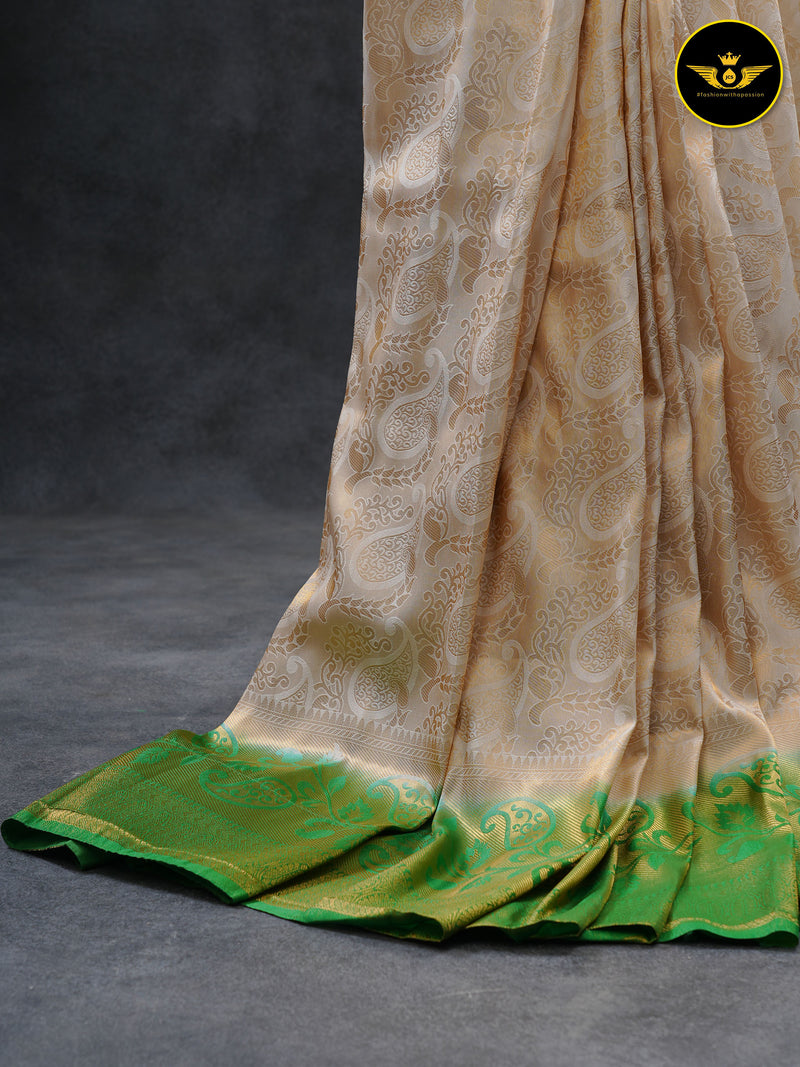 FABULOUS SOFT SILK FABRIC SAREE WITH JARI WEAVING AND CONTRAST BORDER