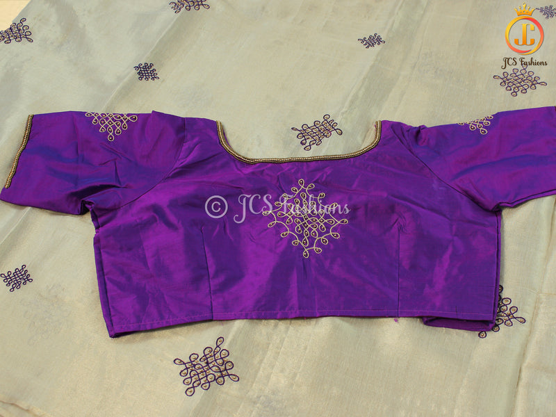 Kolam/Rangoli Saree in Uppada Tissue Silk with Fully Stitched Blouse