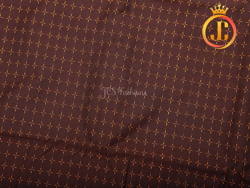 Ilkal Saree - Brown Mercerized Soft Cotton Silk Saree With Running Blouse, Gift Saree