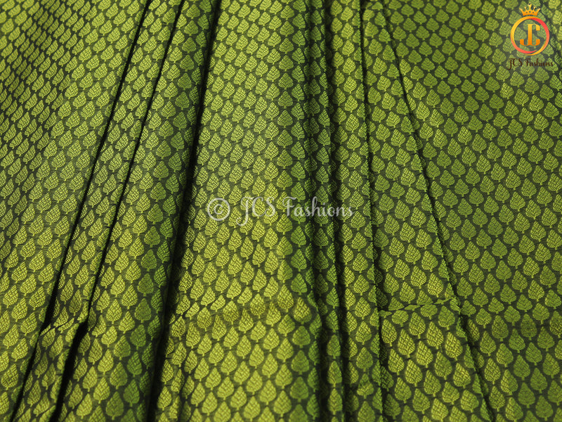 Olive green Kora Muslin Saree with ready to wear designer Blouse