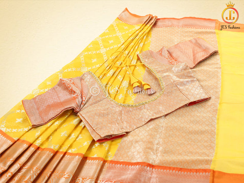 Yellow Color Soft Silk Traditional Saree With Fully stitched Blouse