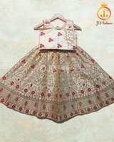 Designer Chain Stitch Lucknowi Style Embroidery Work Kids Lehenga