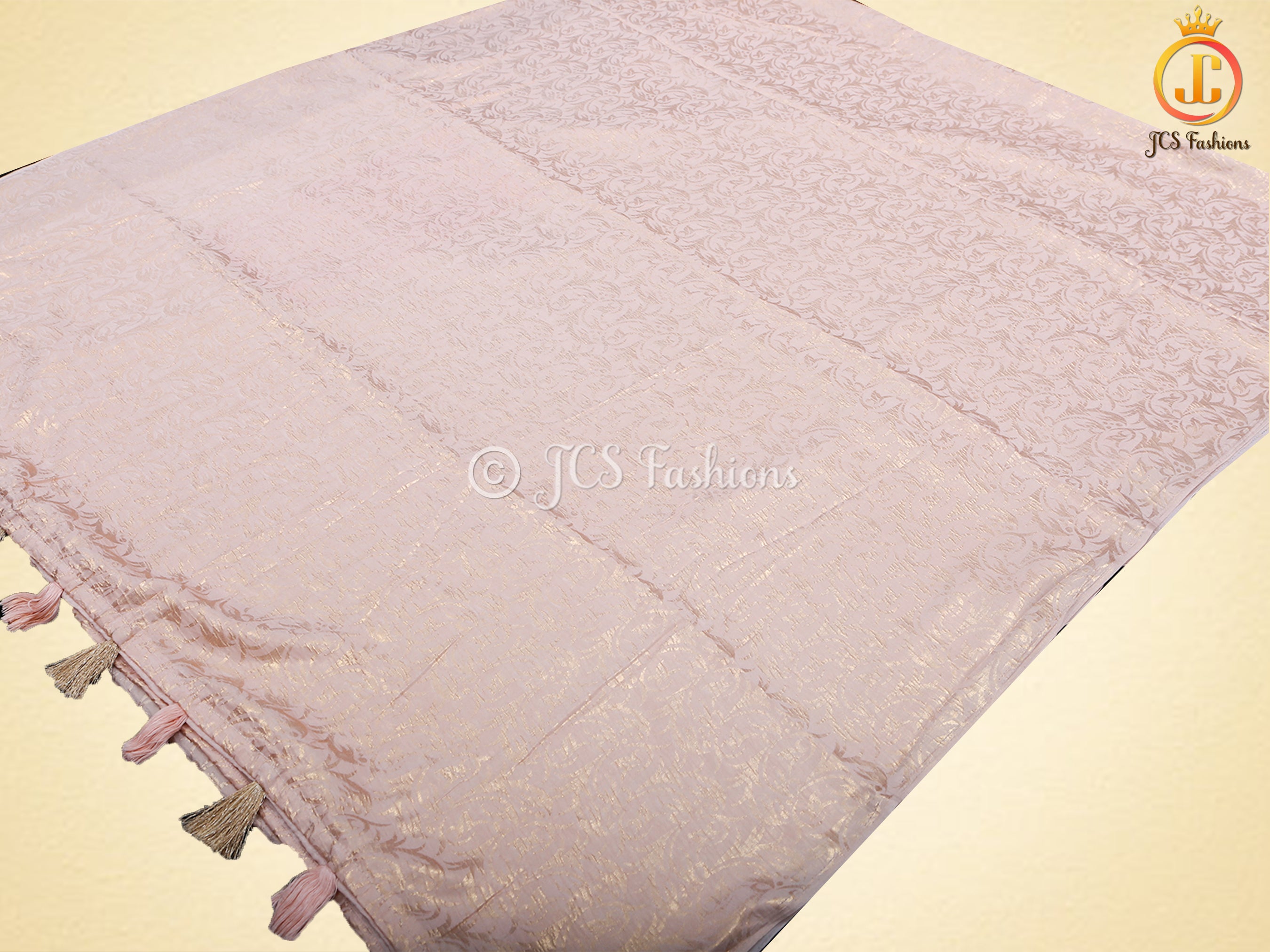 Retro-Type Peach Banarasi Crape Soft Silk Saree With Blouse SAREE JCS Fashions