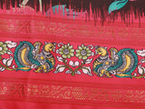 Kalamkari And Floral Design Saree With ready to wear Blouse