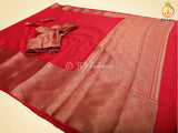 Banarasi Weaving Red Semi Soft Silk Saree With Brocade Blouse