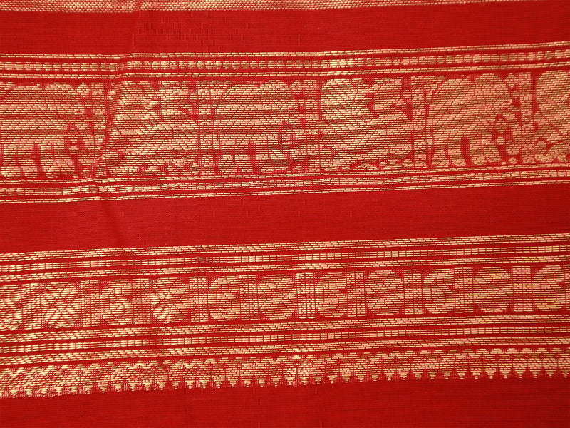 Big Kattem(Square) Body Kanchi Rich Cotton, Red Saree For Women