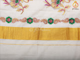 Flaunt your elegance with our Kerala saree in silk cotton fabric, perfect for Vishu and Onam celebrations