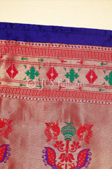 Yeola Paithani Silk Saree, Purple and Red, Fully stitched blouse