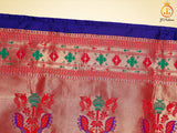 Yeola Paithani Silk Saree, Purple and Red, Fully stitched blouse