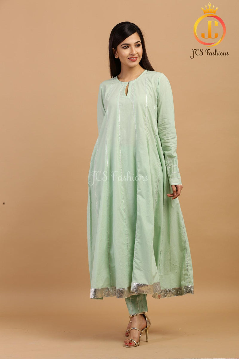 Elegant Pista Green Slack Anarkali Kurta