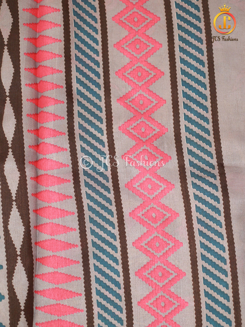 Traditional Kanchi Weaving Border Kalamkari Soft Silk Saree