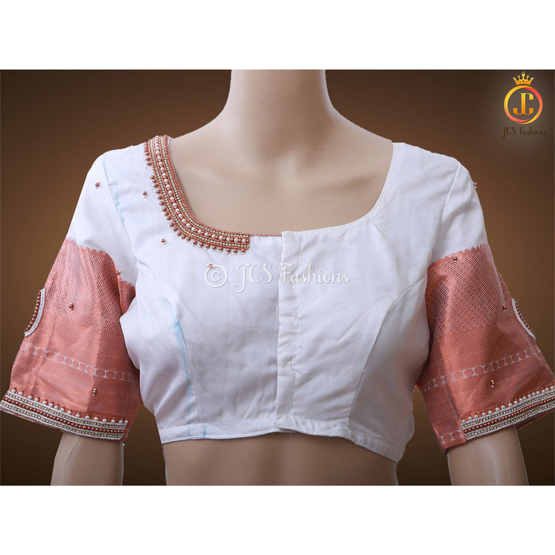 Pure Kanchipuram Silk Saree With Blouse, Copper Zari, Wedding Wear