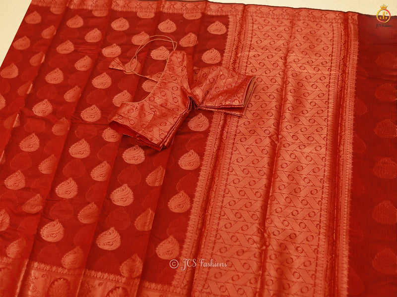 Graceful Soft Silk Cotton Saree With Brocade Blouse