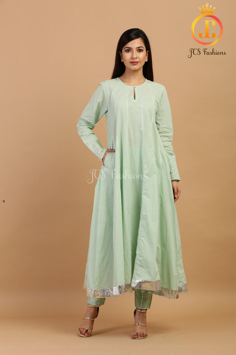 Elegant Pista Green Slack Anarkali Kurta