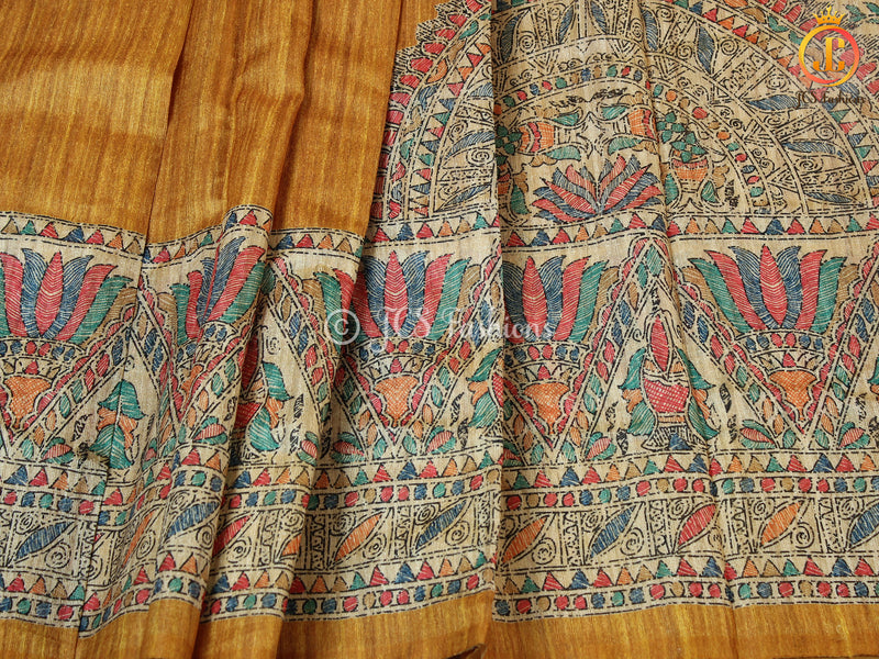 Madhubani Print Silk Saree - Light and Elegant | JCSFashions