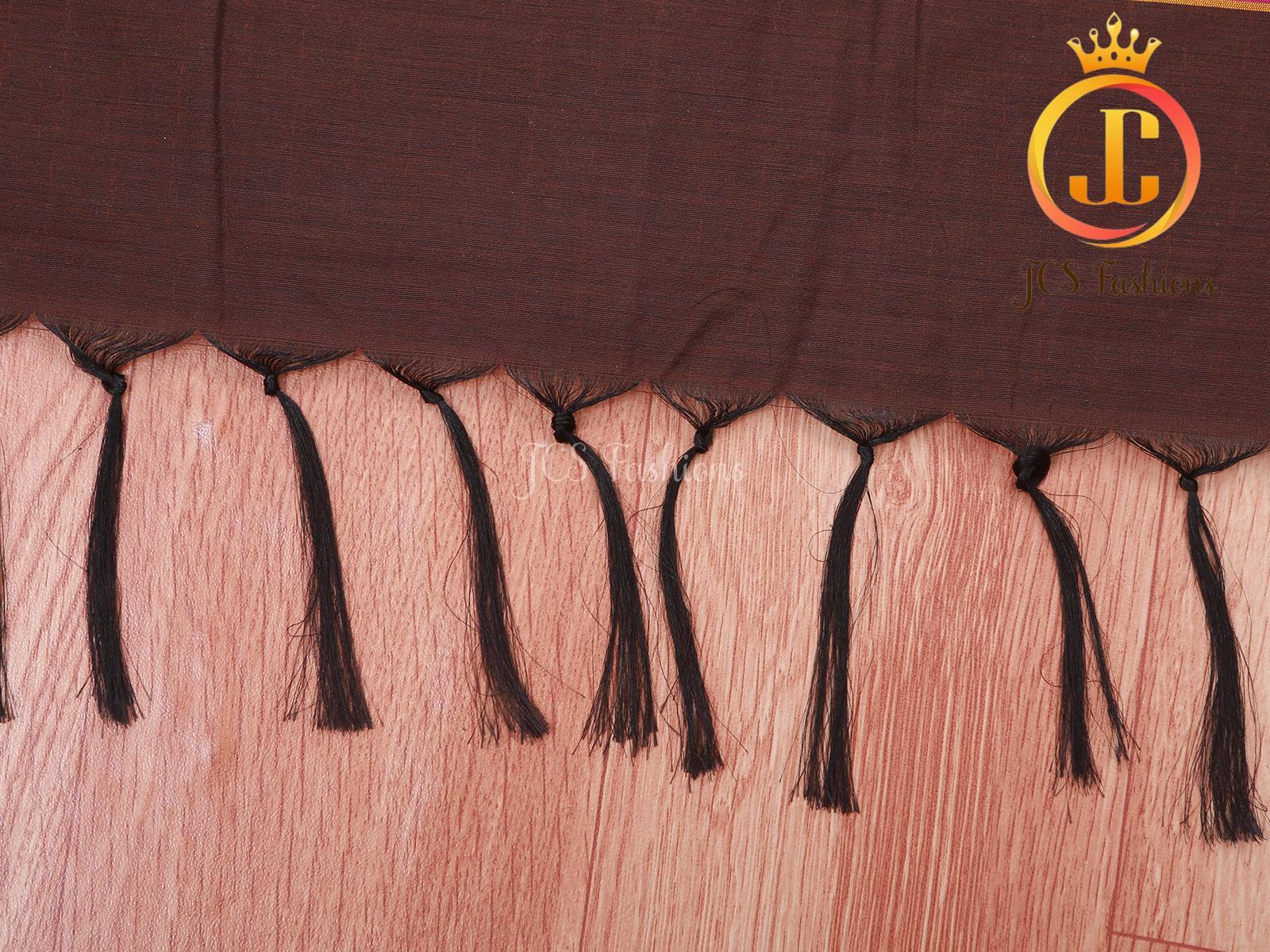 Ilkal Saree - Brown Mercerized Soft Cotton Silk Saree With Running Blouse, Gift Saree SAREE JCS Fashions