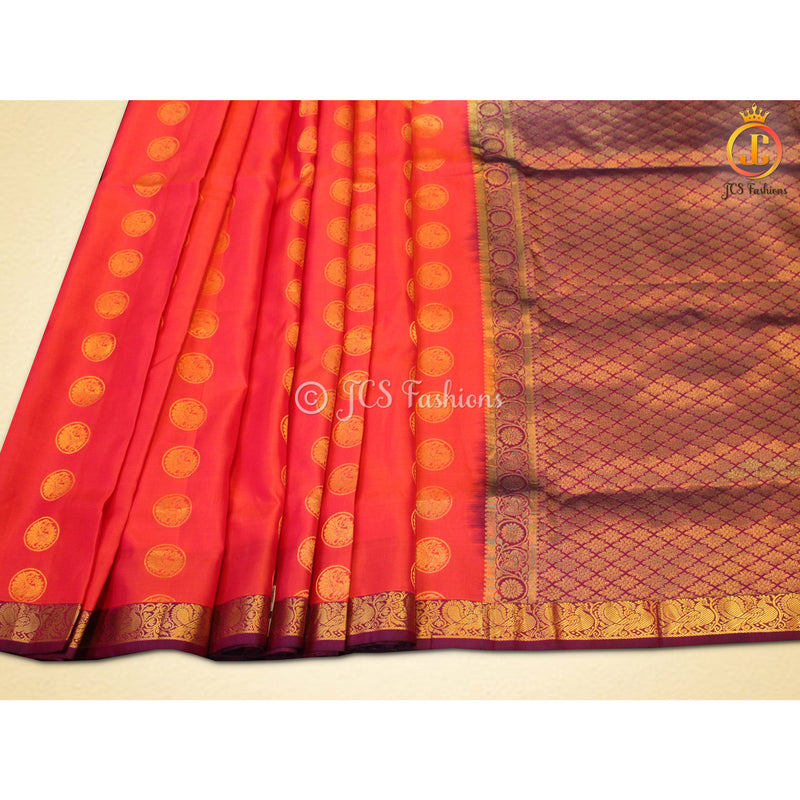 Pure kanchipuram pattu saree, Fully stitched blouse, Ships from USA