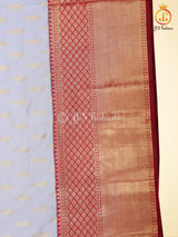 Kanchipuram Blended Silk Saree With fully stitched Blouse, Korvai Border