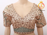Sabyasachi Style Copper Jari Heavy Embroidery Work Blouse - Size 42