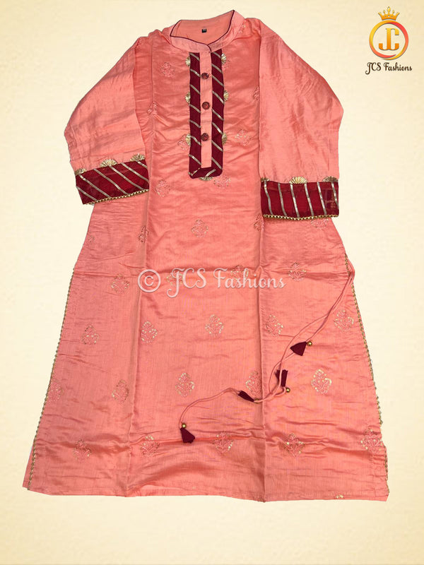Chanderi Kurti With Sharara and dupatta.