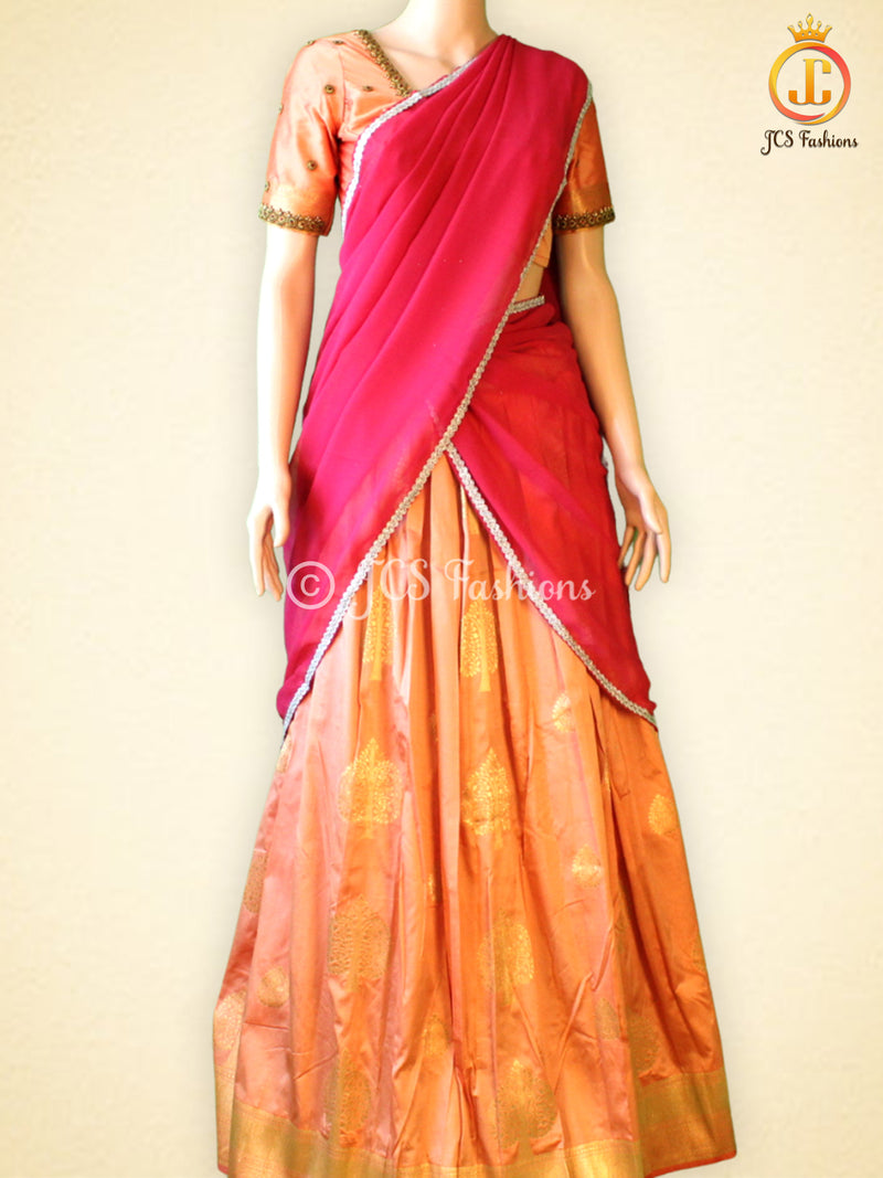 Unique and Trendy Half Saree Set  For Teens | Peach