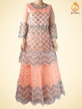 Traditional Embroidery And Mirror Work Soft Net Lehenga