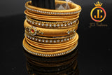 Silk Metal Thread Bangles in Gold Color