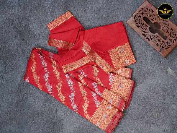 Light Weight Banarasi Silk Saree With Fully Stitched Blouse