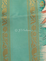 Satin Saree with Pitchwai And Kalamkari Design, Fully stitched blouse