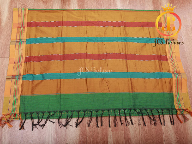 All-Over Star design Ilkal Soft Cotton Silk Saree With Blouse piece