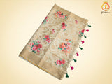 Semi Munga Silk Weaving Saree With floral prints, Fully Stitched blouse