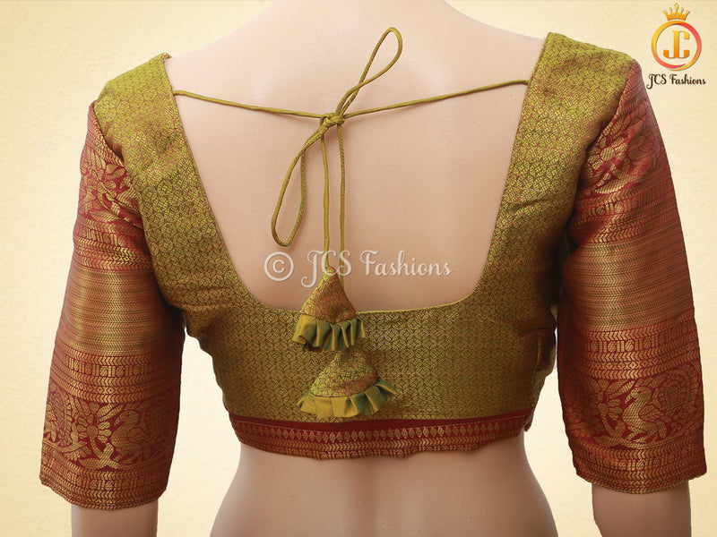 Peacock Design Traditional Kalamkari Saree With Blouse