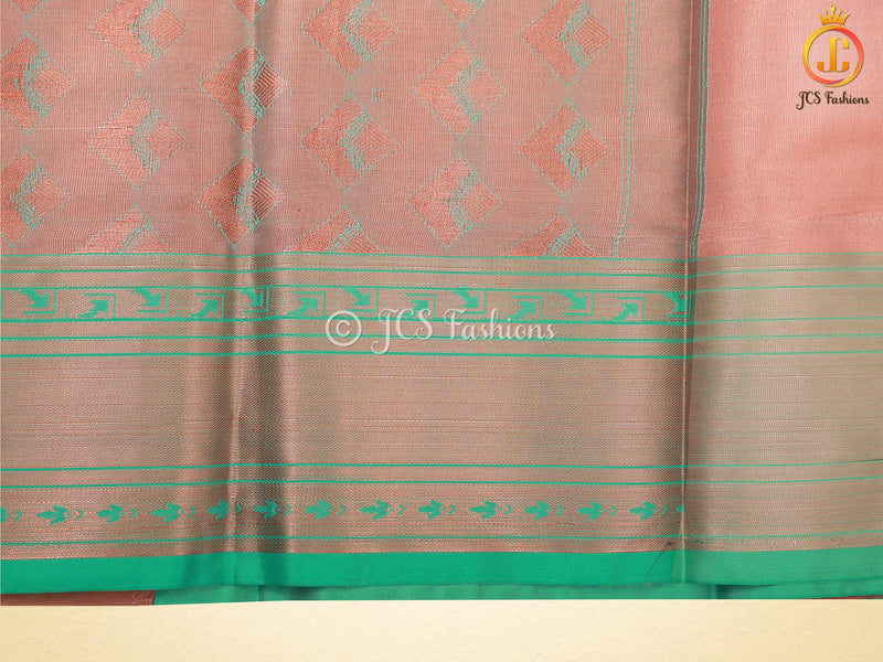 Copper Zari Border Semi-Soft Silk Saree With Blouse