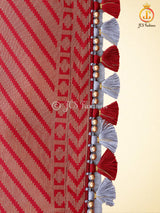 Kanchipuram Blended Silk Saree With fully stitched Blouse, Korvai Border