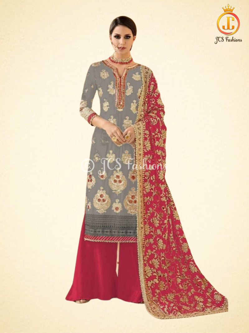 Beautiful Multi-Coloured Embroidery Salwar With Plazzo