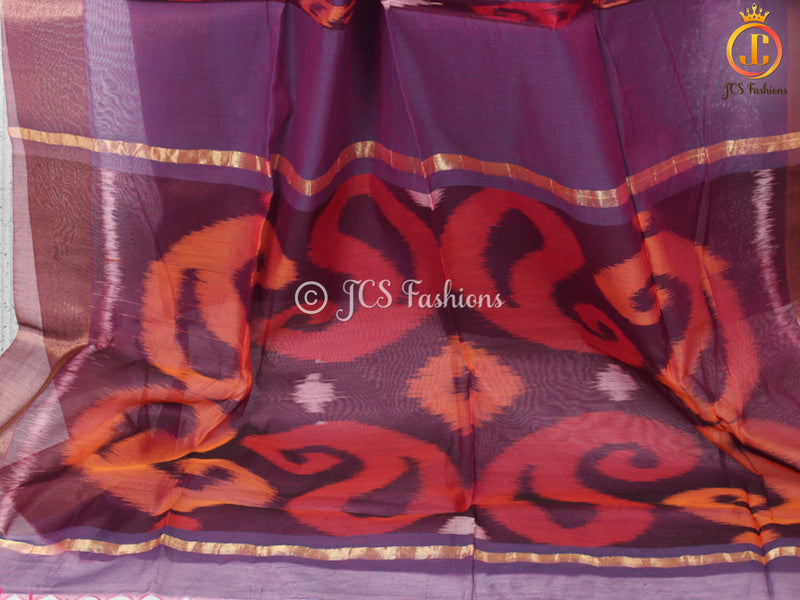 Kora Silk Cotton with Pochampally Ikkat design and Blouse