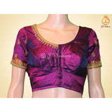Pure kanchipuram pattu saree, Fully stitched blouse, Ships from USA
