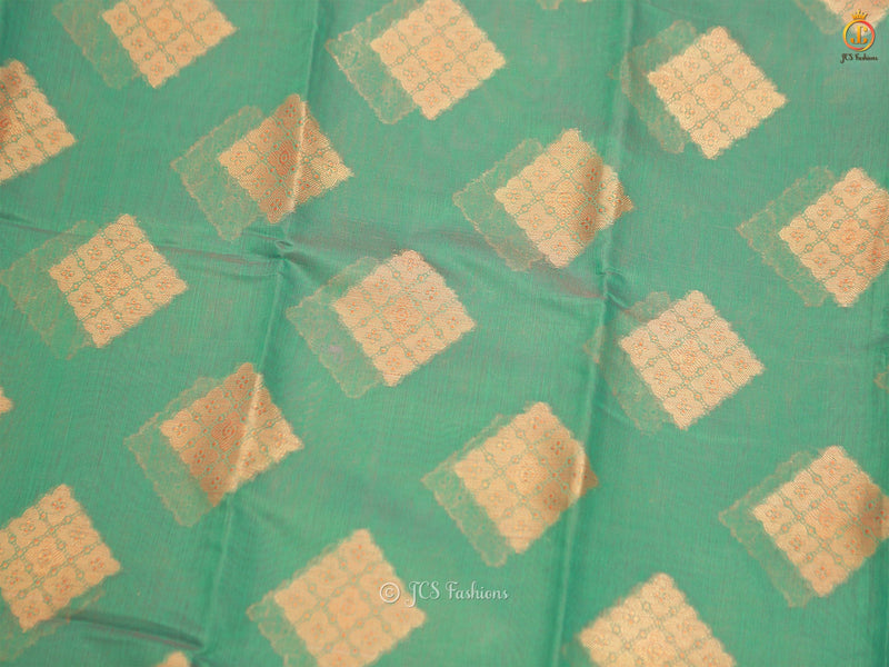Indian Traditional Soft Silk Cotton Saree With Brocade Blouse