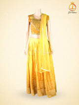 Mirror Work And Crop Top style Silk Lehenga With Net Dupatta